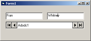 The Visual Basic application, with an employee name displayed.