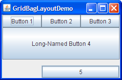 A snapshot of GridBagLayoutDemo