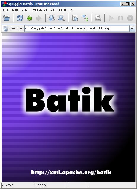 Screenshot of Squiggle showing the batikFX.svg sample