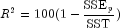 R^2=
          100(1-frac{{mbox{SSE}}_p}{mbox{SST}})