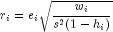 r_i=e_isqrt{frac{{w_i}}{{s^2(1-h_i)}}}