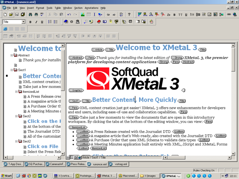Screenshot von XMetaL 3.0