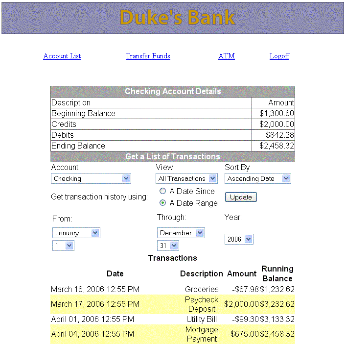 Web Client Account History