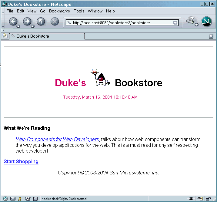 Duke's Bookstore with Applet