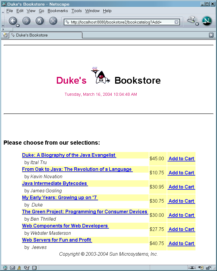 Duke's Bookstore Book Catalog